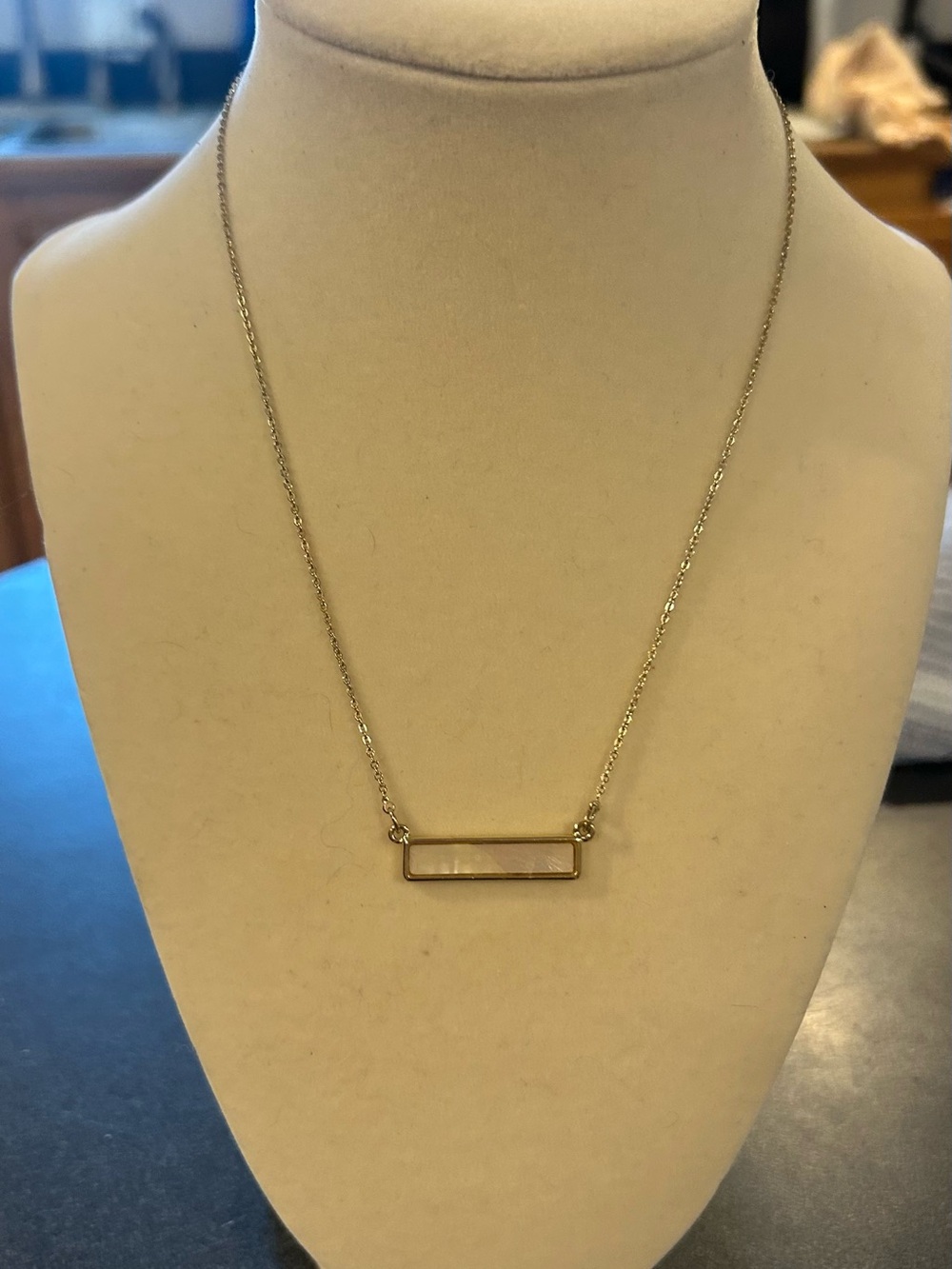 LOFT necklace - gold tone - white pearl bar
